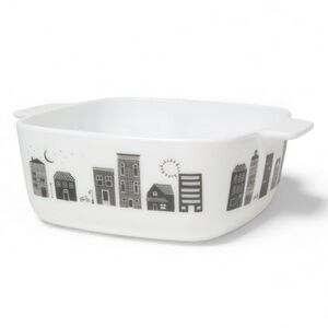 Modglass Now Designs Retro Square Baking Dish, Hometown City Scape 8”